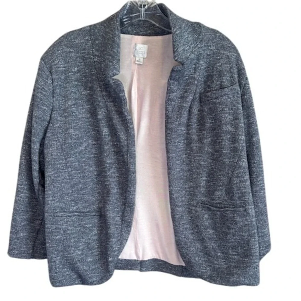 LC Lauren Conrad Women's Gray 3/4 Sleeve Open Blazer 14 Casual Career‎ Soft